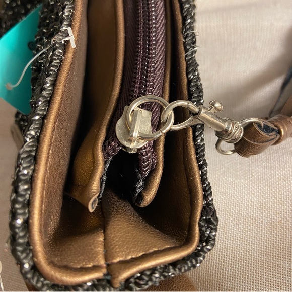 Studio 803 Black handbag crochet knit
metallic thread accent women’s purse Bag - Picture 11 of 14